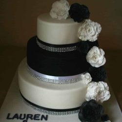 Black White and Diamonte Cake