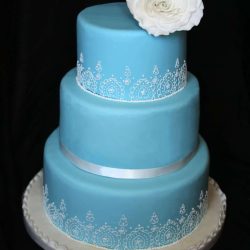 Blue and White Wedding Cake