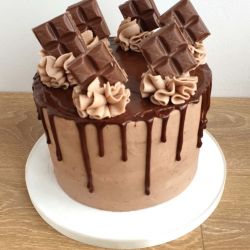 Piped Chocolate Drip 3 Layer Cake
