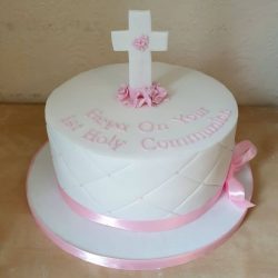 Pale Pink Communion Cake
