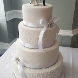 White Piped Wedding Cake