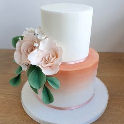 Peach and Roses Wedding Cake