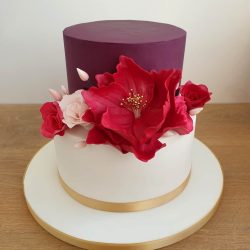 Purple Burgundy and Gold Wedding Cake