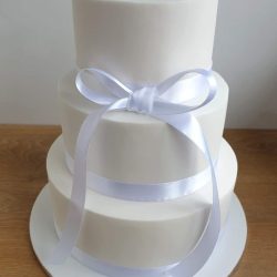 White Bow 3 Tier Wedding Cake